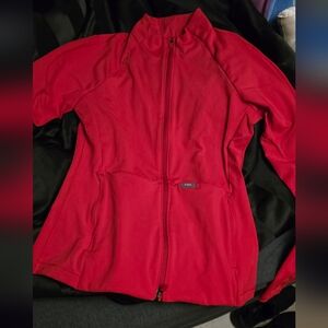 Figs Contourknit Scrub Jacket in Red